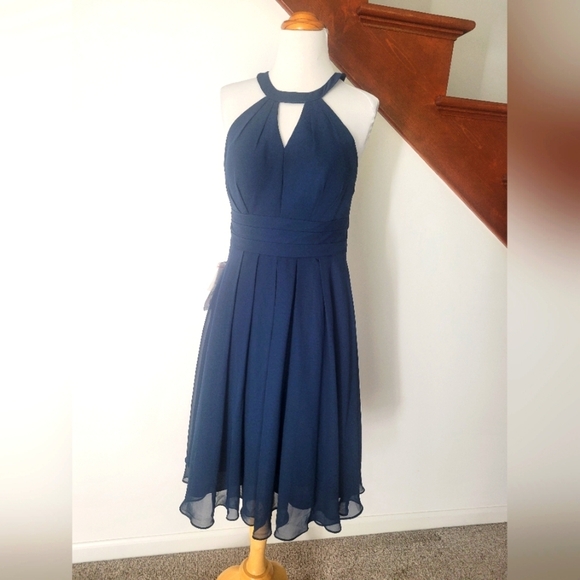Azazie Navy Blue Formal Dress Size 6 New Kimmy Bridesmaids - Picture 1 of 6